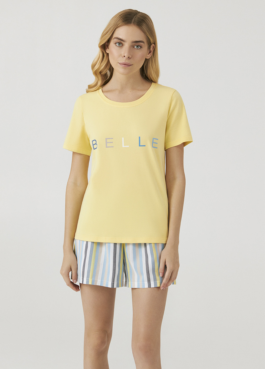 Желтая всесезон пижама (футболка, шорты) футболка + шорты Ellen