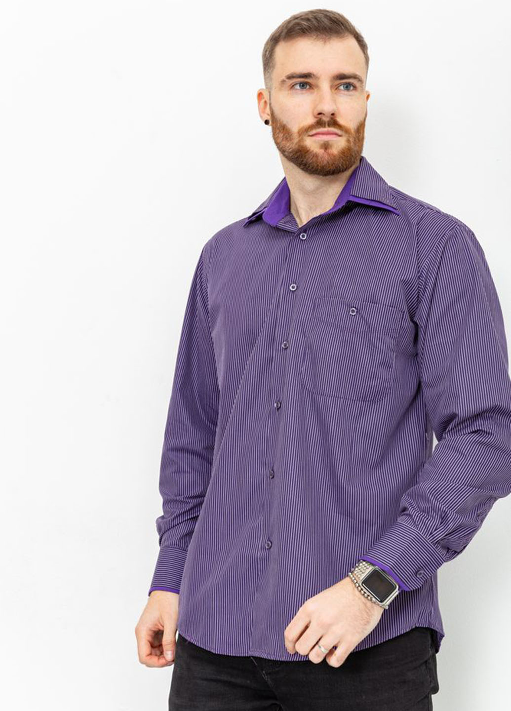 Фиолетовая кэжуал рубашка в полоску Ager