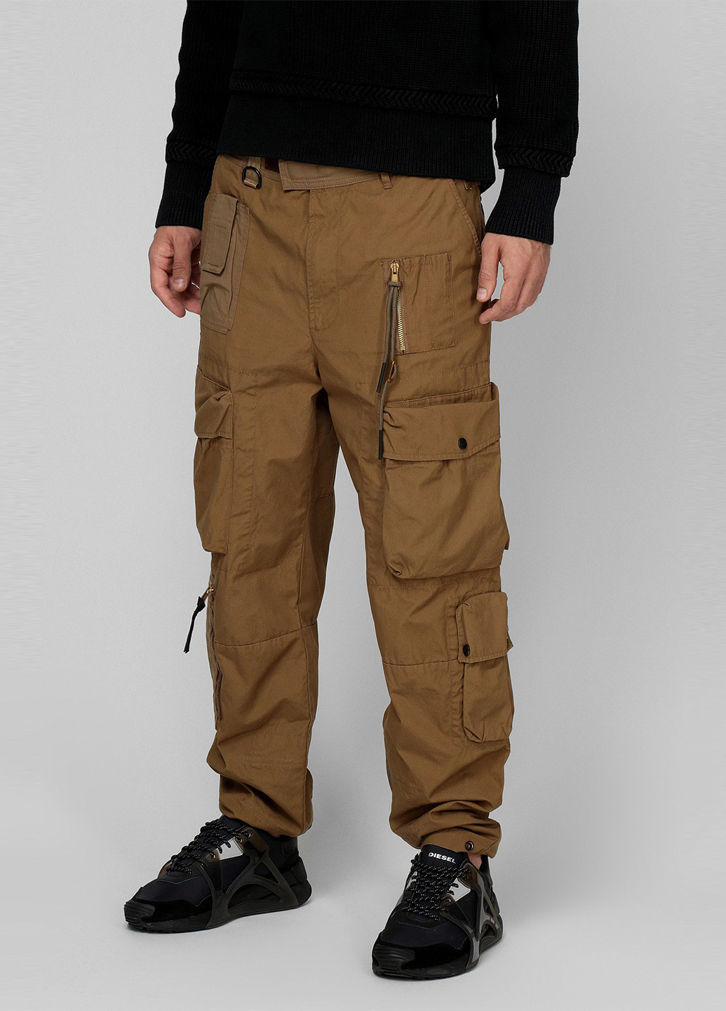Светло-коричневые спортивные зимние карго, прямые брюки Diesel
