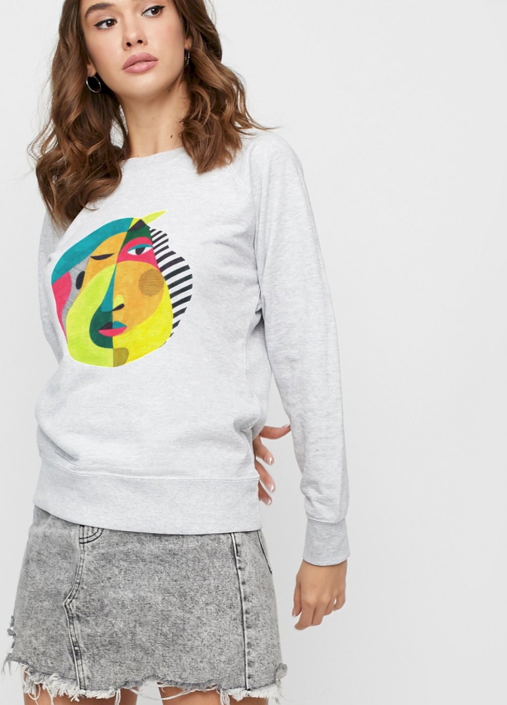 Сірий світшот жіночий /no flis/ YAPPI малюнок (251467756)