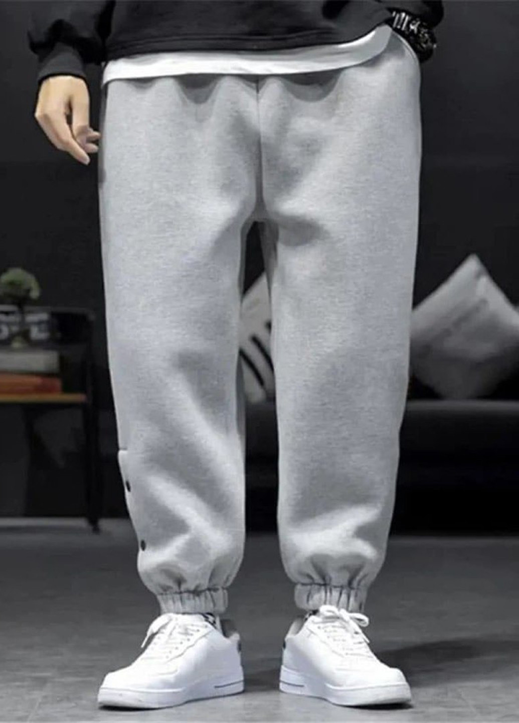 Светло-серые спортивные демисезонные джоггеры брюки No Brand