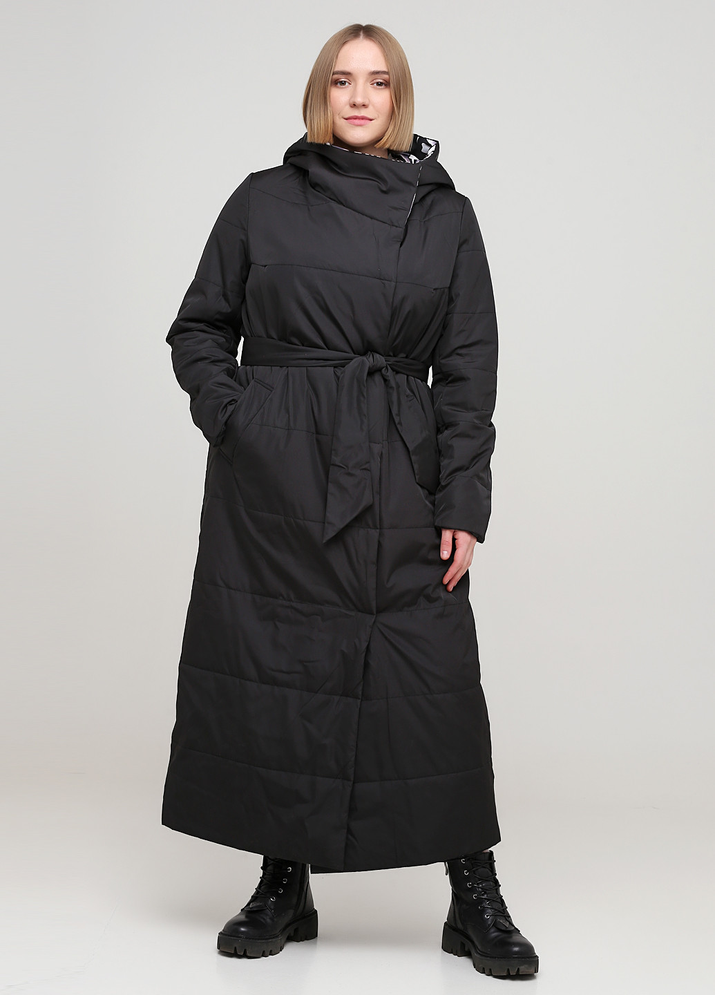 Черная демисезонная куртка двусторонняя lady lan li