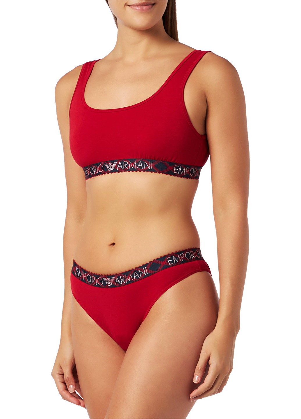 Червоний демісезонний комплект (топ, трусики) Emporio Armani