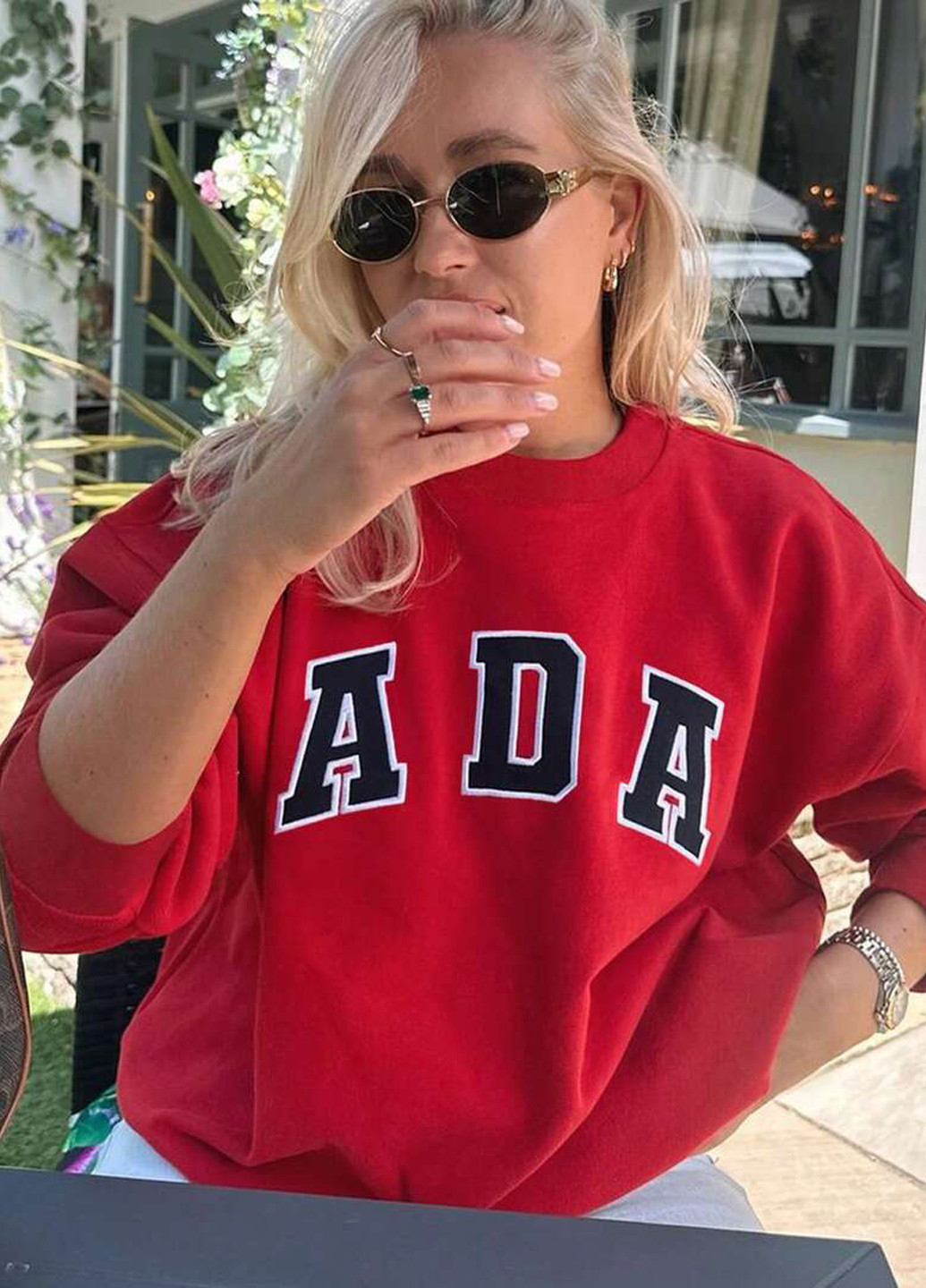 Красный свитшот SHEIN надпись без декора (366639160)