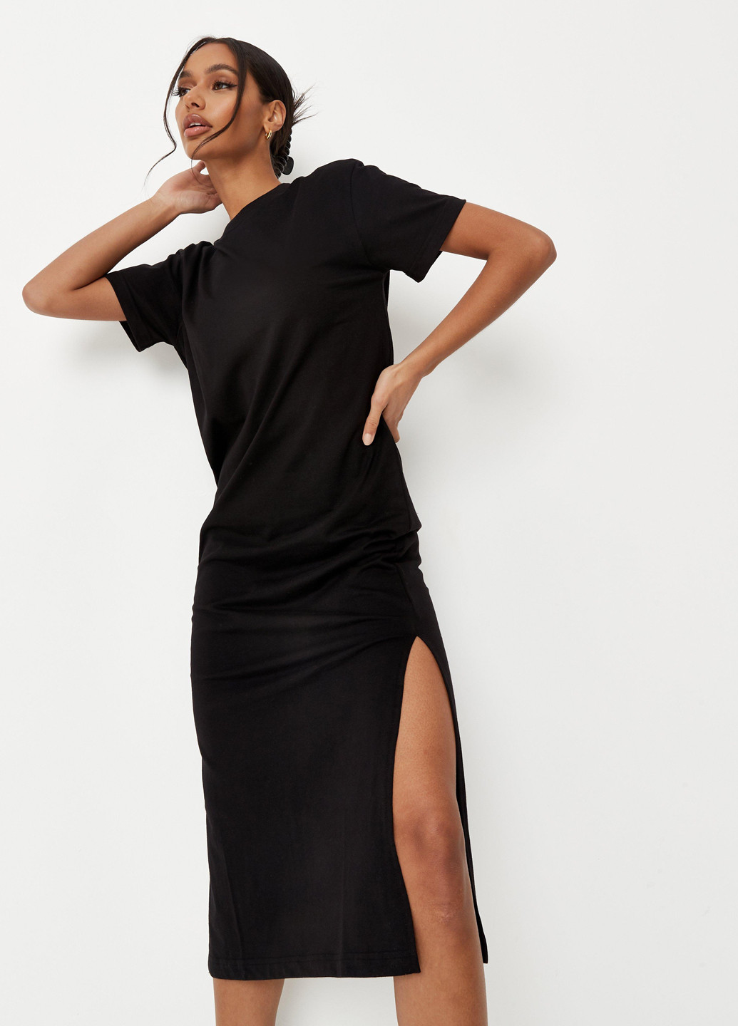Черное кэжуал платье платье-футболка Missguided однотонное