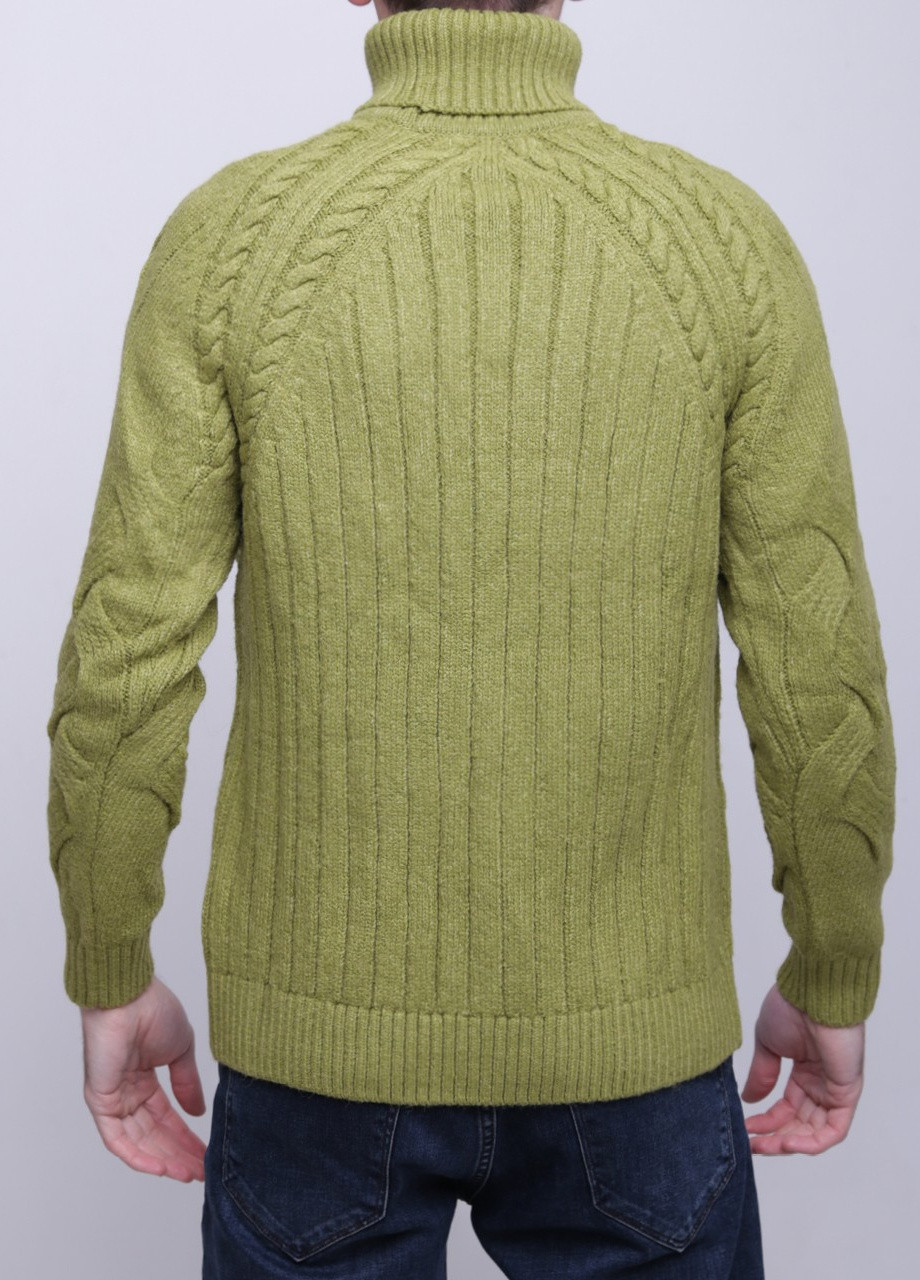Зелений зимовий светр чоловічий зелений теплий в'язаний з горлом Pulltonic Прямая