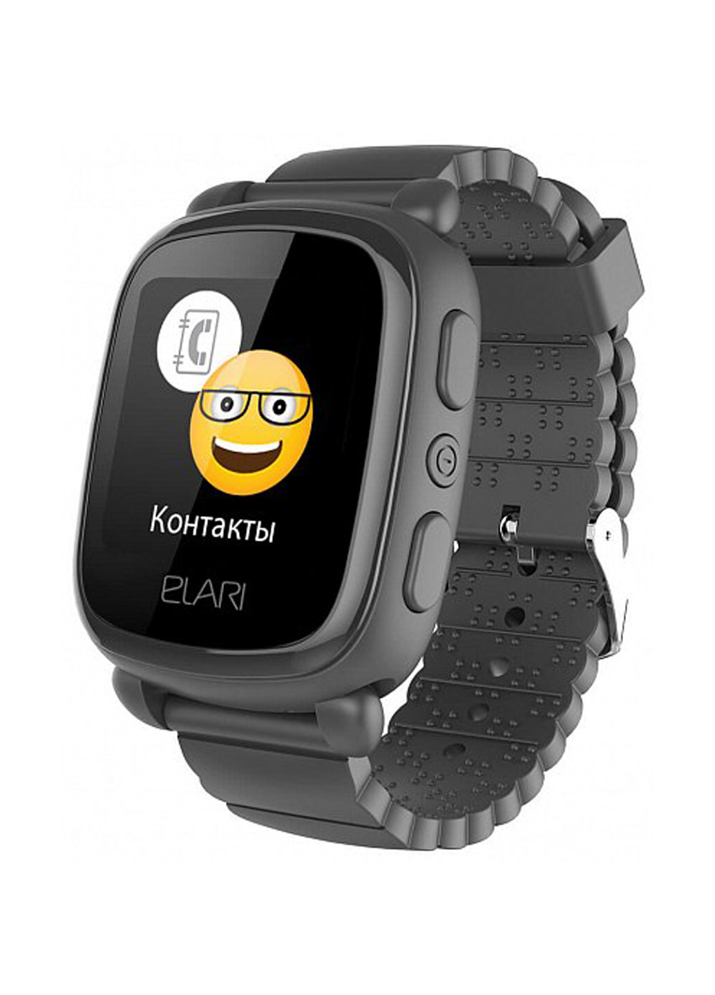 Дитячі смарт-годинник KidPhone 2 Black з GPS-трекером (KP-2B) Elari детские смарт-часы elari kidphone 2 black с gps-трекером (kp-2b) (132853824)