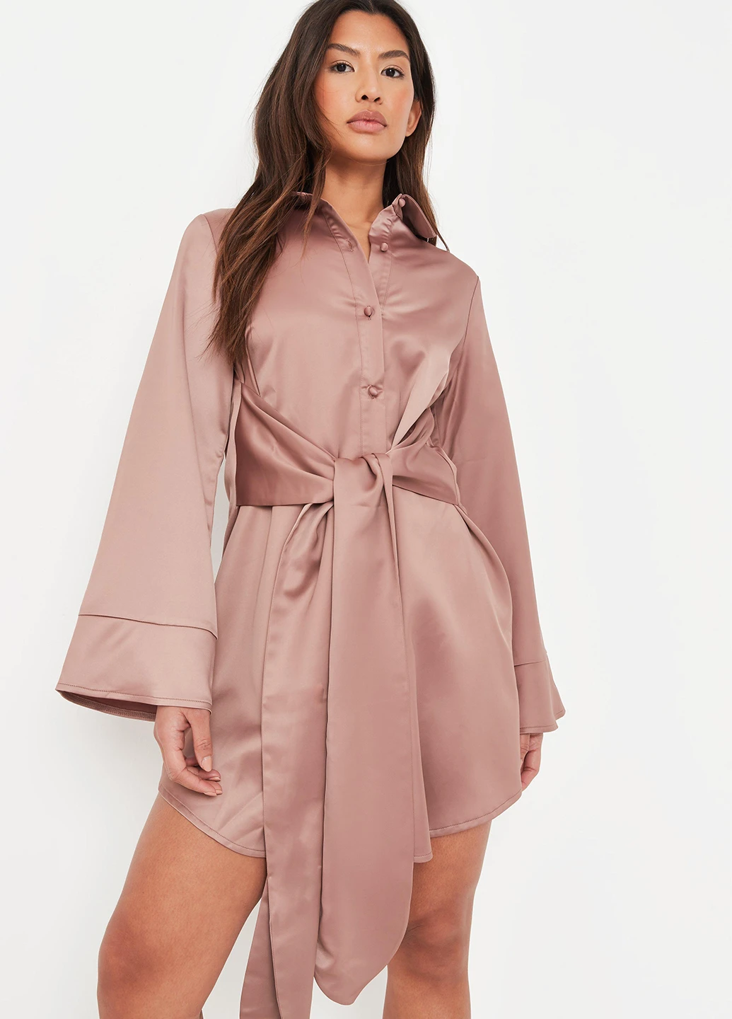 Темно-бежева кежуал сукня сукня-сорочка Missguided однотонна