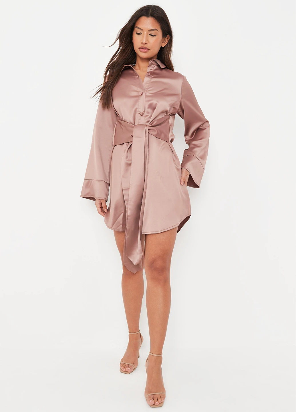 Темно-бежева кежуал сукня сукня-сорочка Missguided однотонна