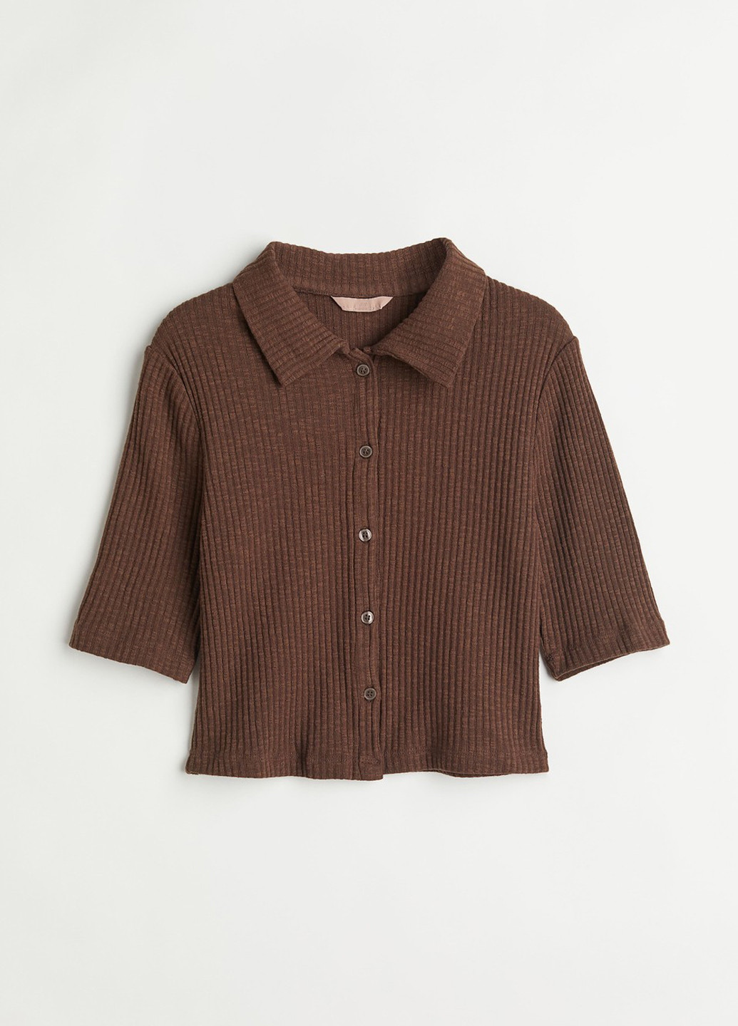 Темно-коричневая кэжуал рубашка однотонная H&M