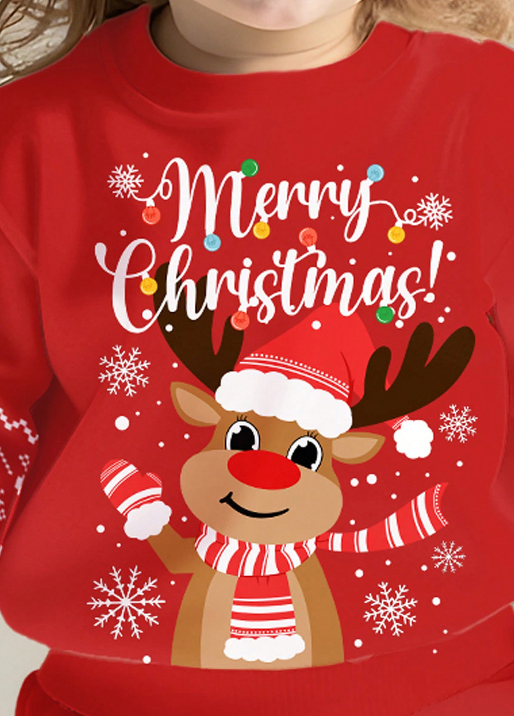 SHEIN світшот новорічний комбінований кежуал поліестер