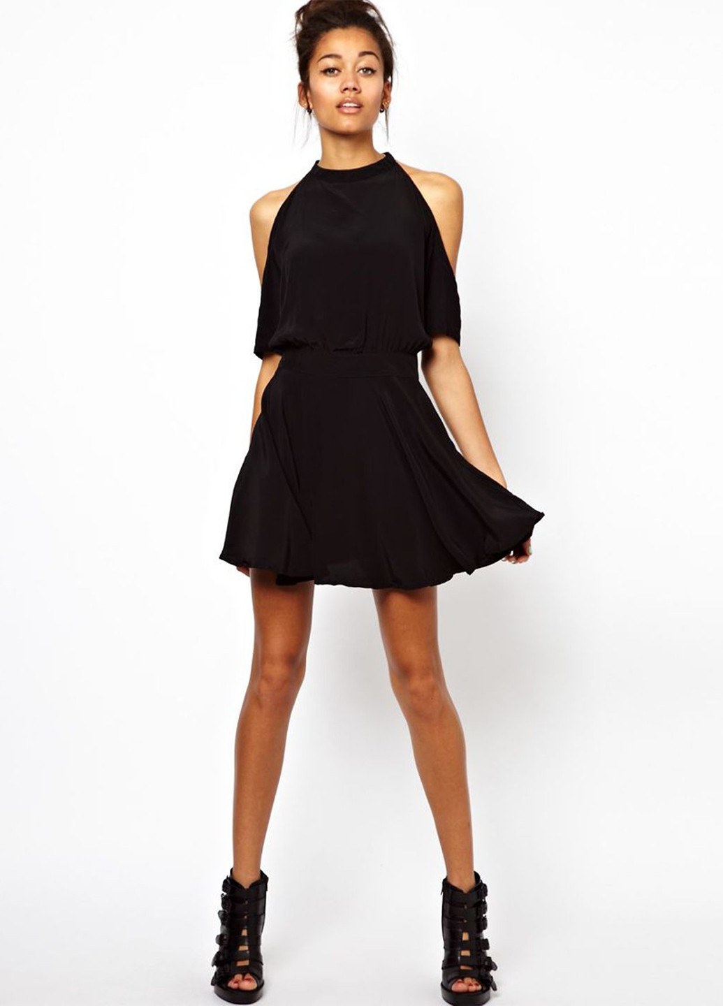 Черное кэжуал платье клеш Motel однотонное