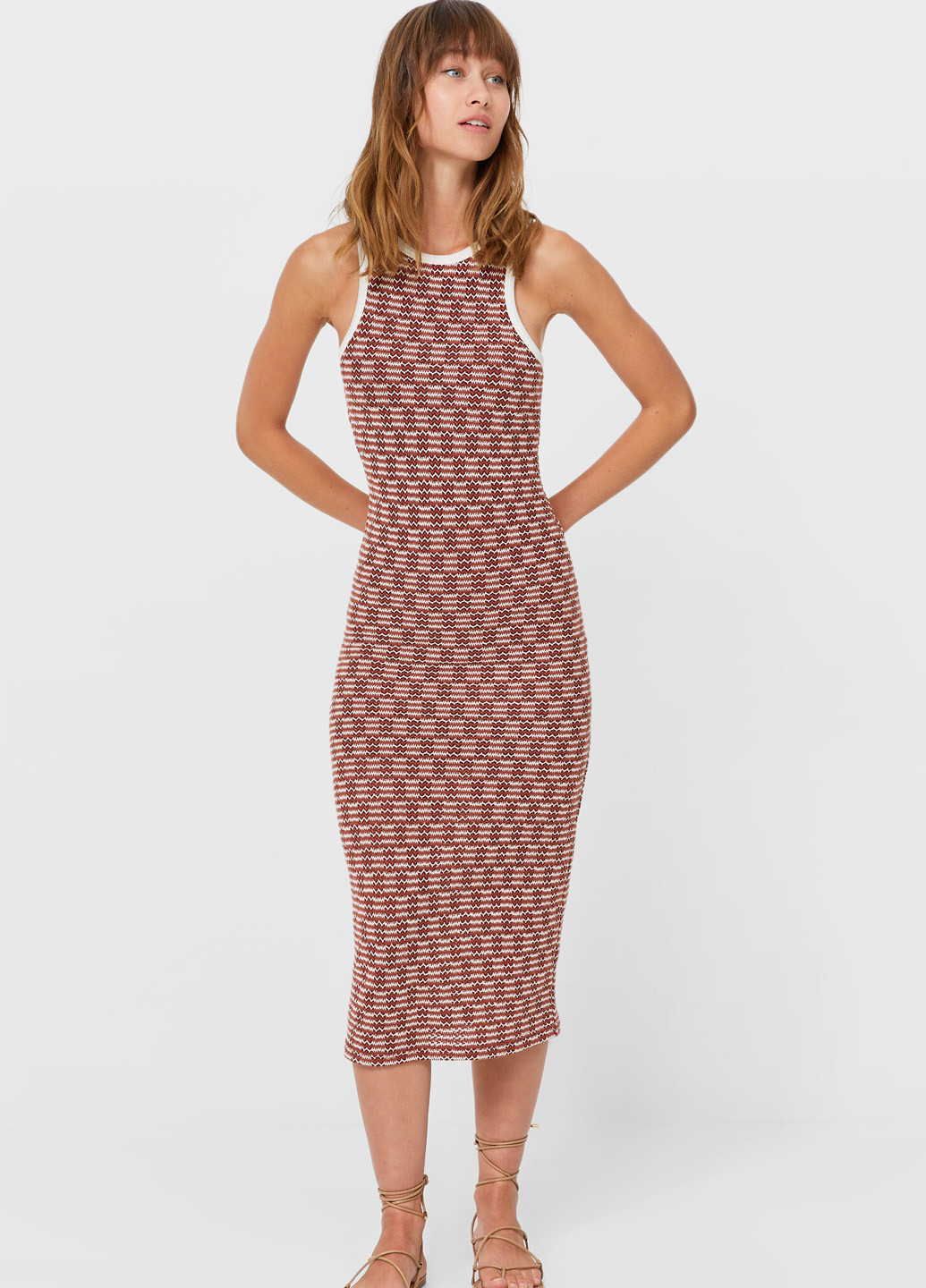 Комбинированное кэжуал платье платье-майка Stradivarius в полоску