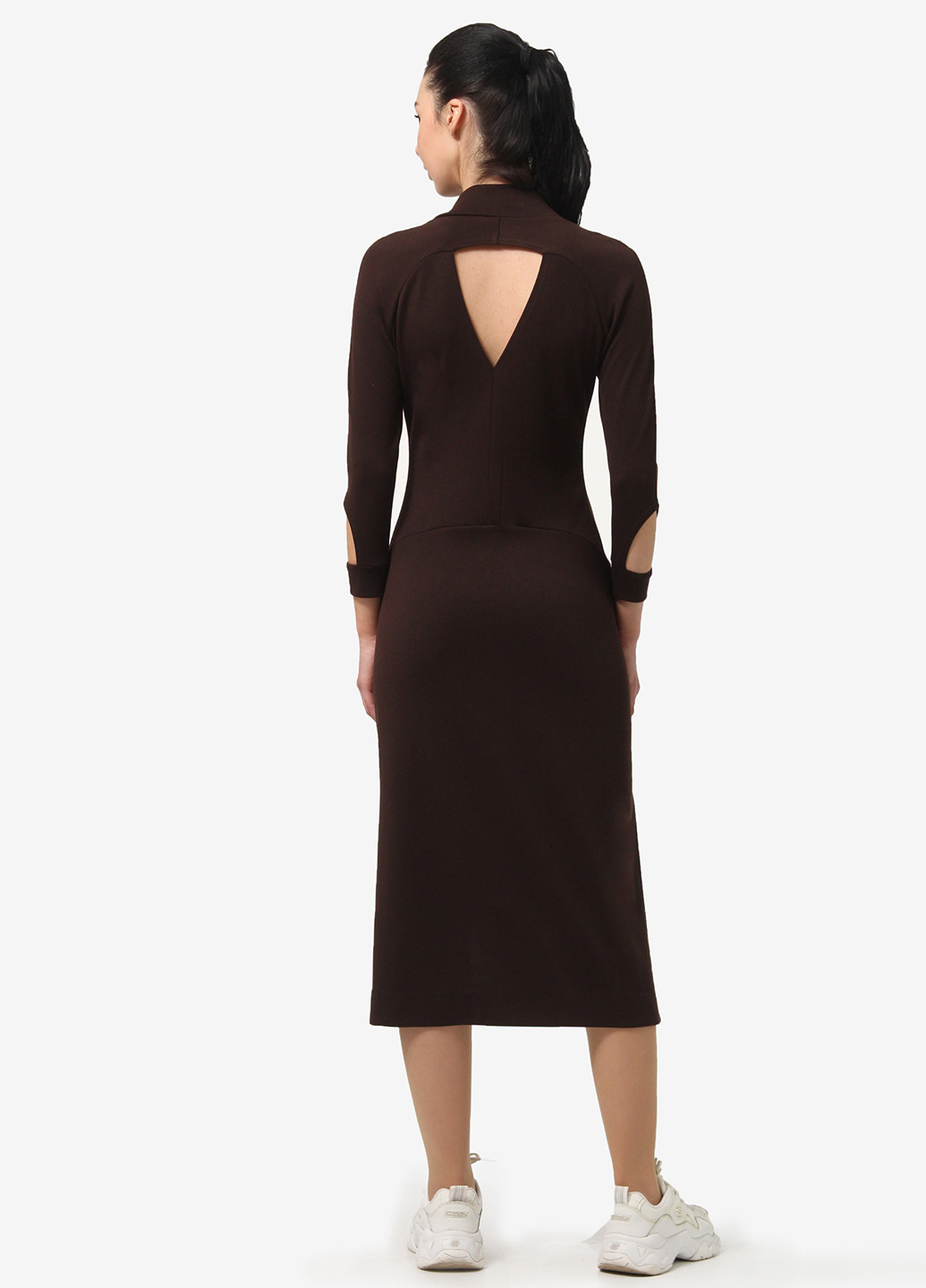 Темно-коричневое кэжуал платье футляр Anette однотонное