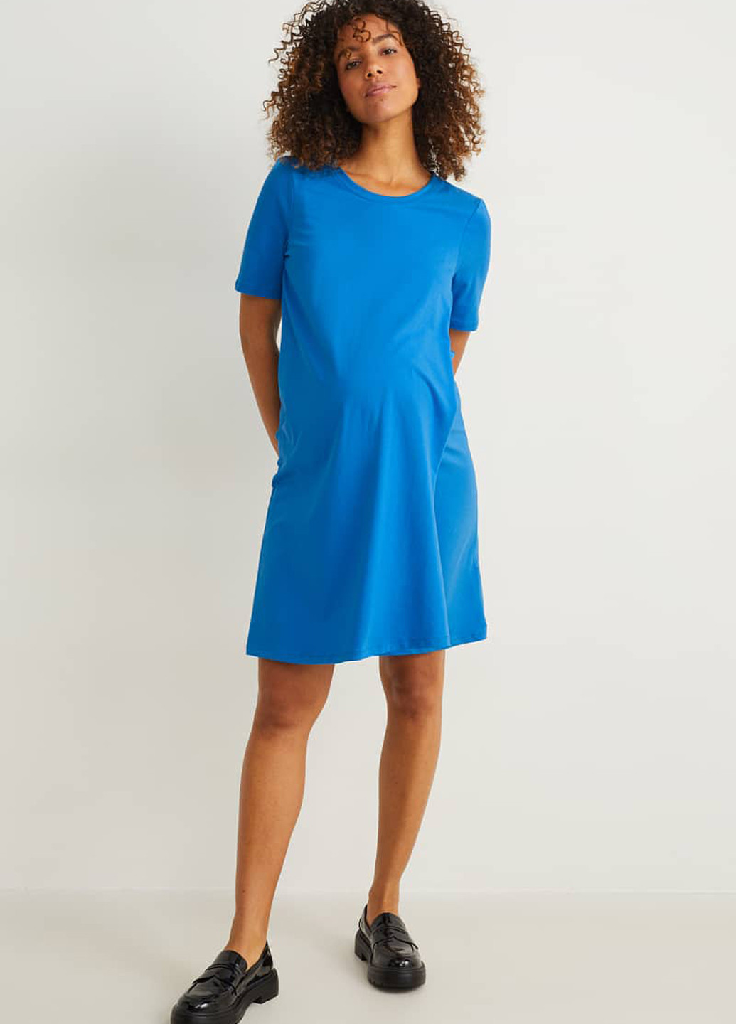 Синя кежуал сукня для вагітних сукня-футболка C&A однотонна