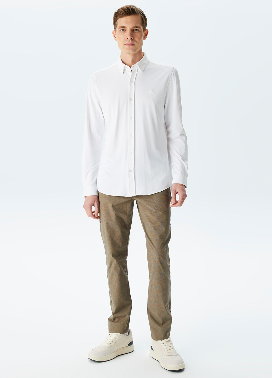 Белая кэжуал рубашка однотонная Lacoste