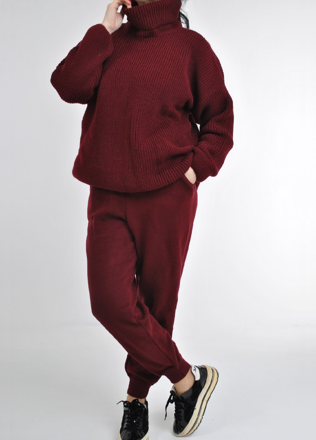 Бордовий зимовий светр Berta Lucci