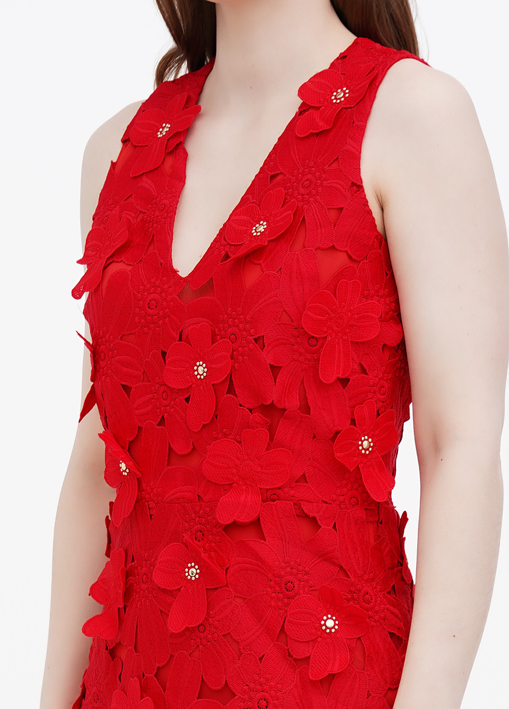 Красное кэжуал платье футляр Michael Kors однотонное