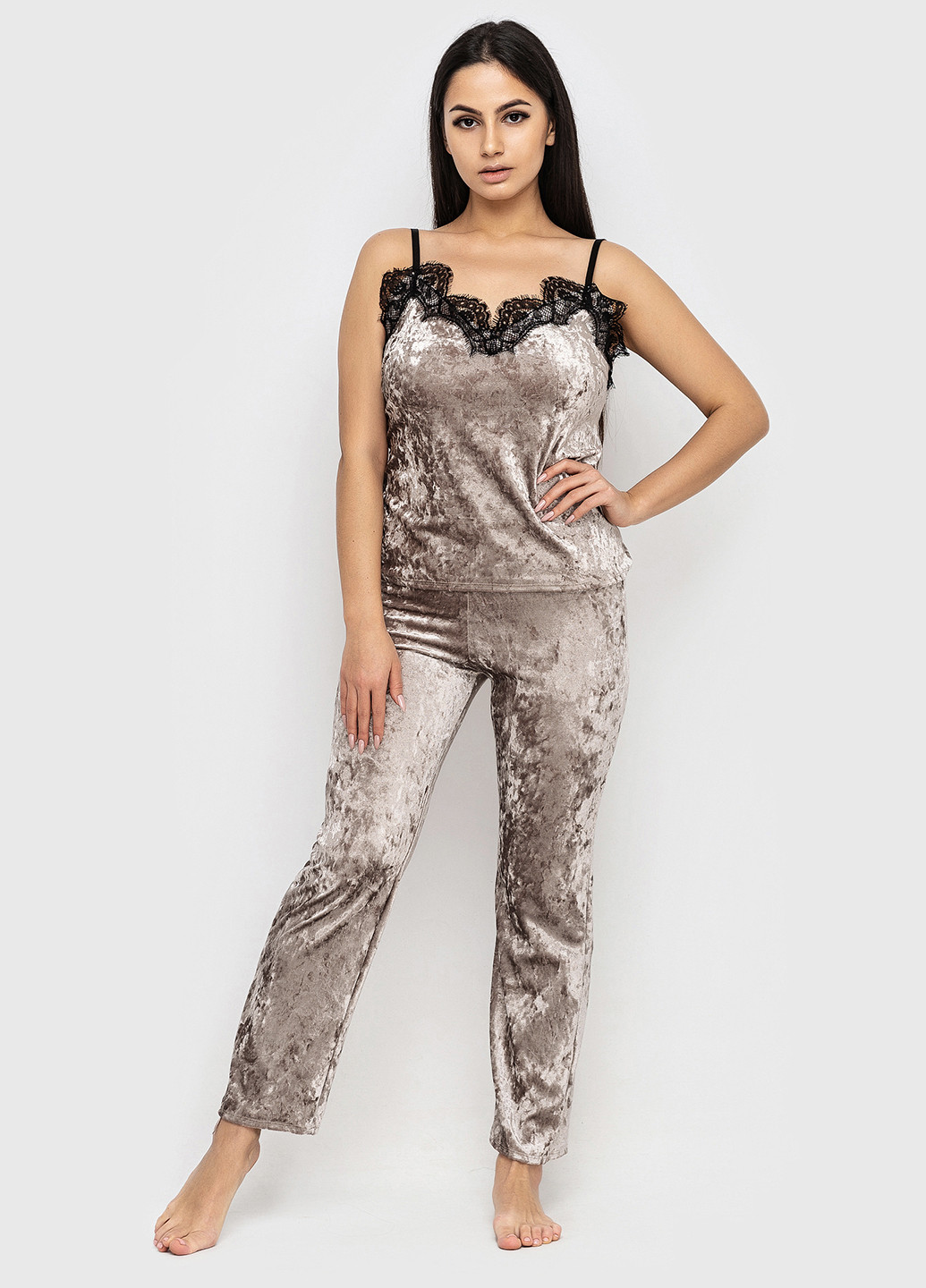 Сіро-бежева всесезон піжама (майка, штани) Ghazel