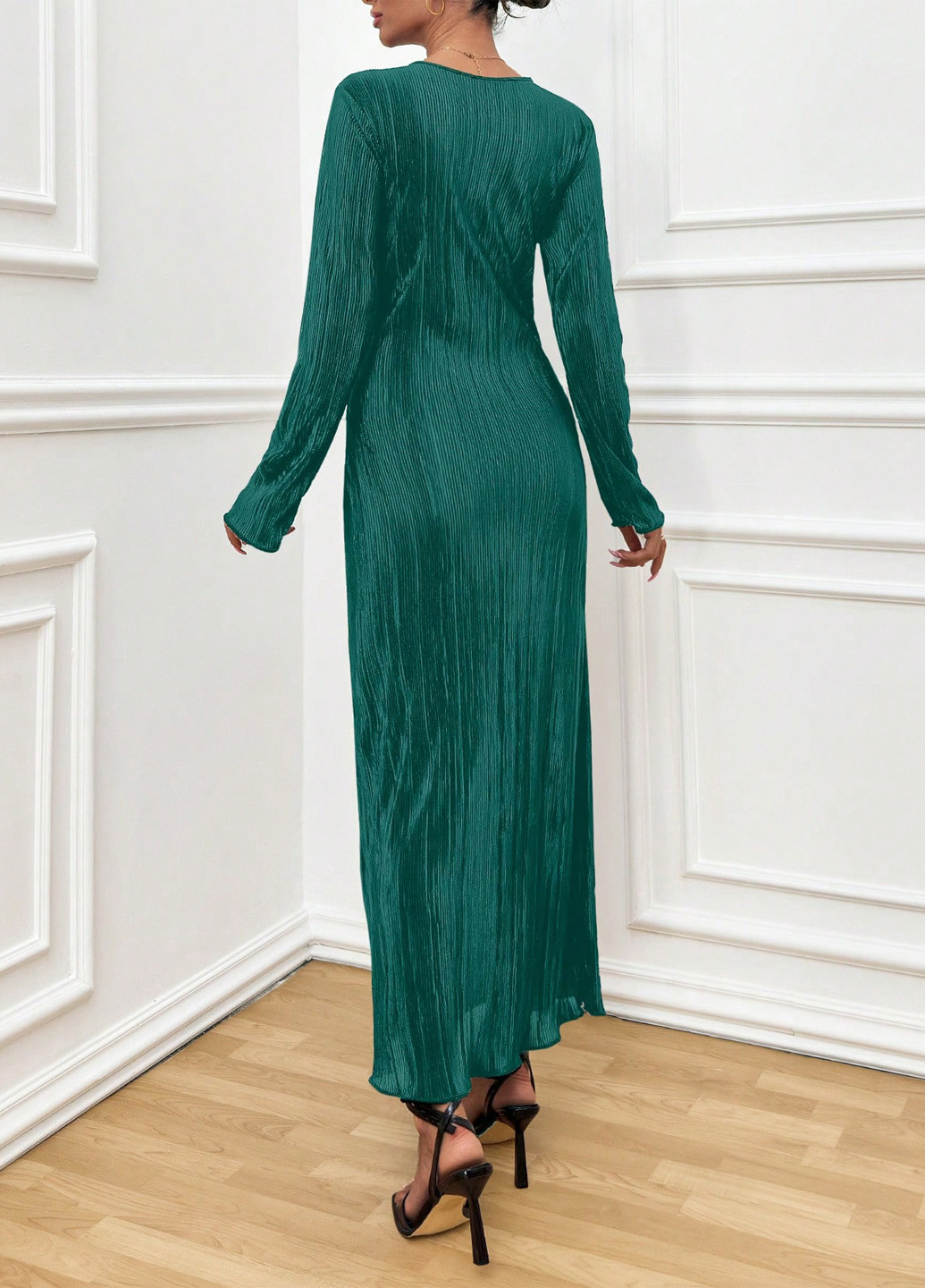 Смарагдова святковий, вечірня сукня плісована SHEIN однотонна