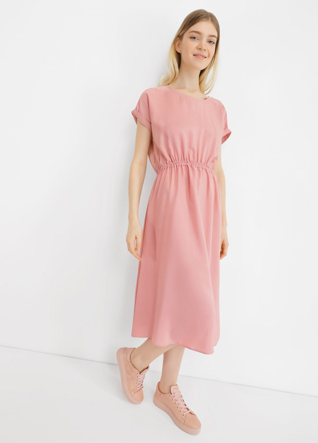 Розовое кэжуал платье Promin однотонное