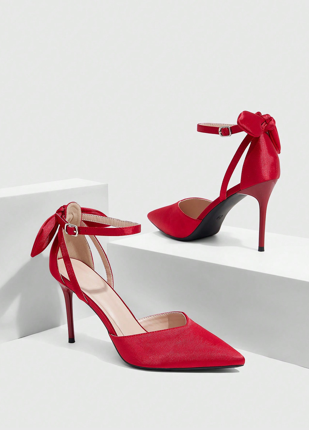 SHEIN Туфлі анкл страп червоний з текстиль, китай — демісезон (365220706)