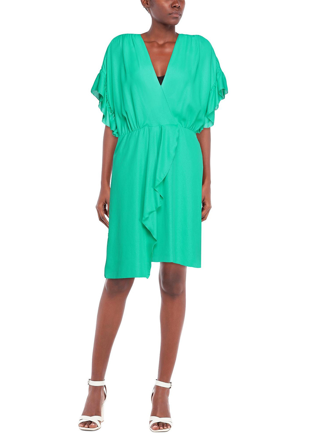 Зеленое кэжуал платье на запах Pinko однотонное