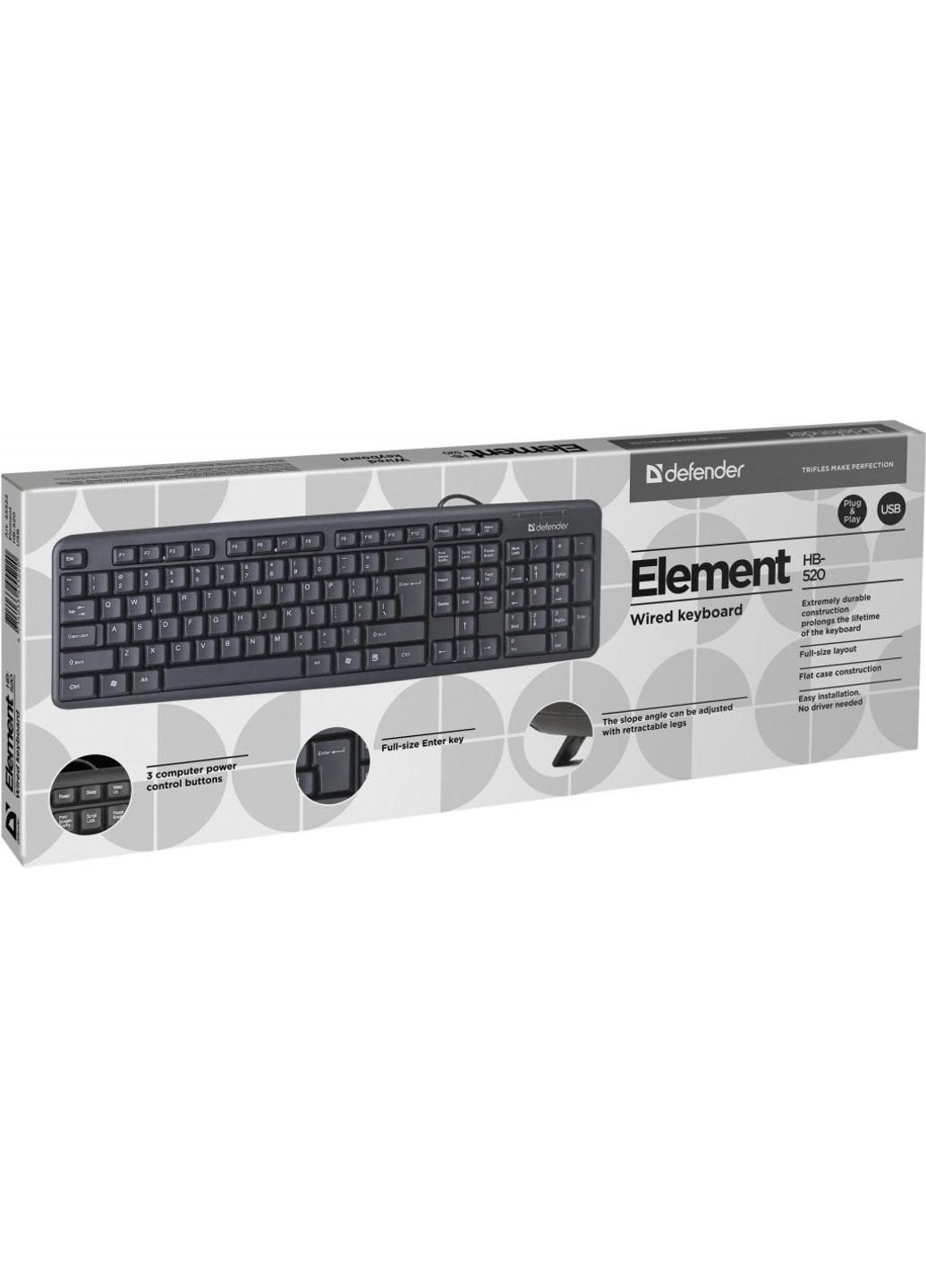 Клавіатура (45529) Defender Element HB-520 USB UKR Black (253547598)