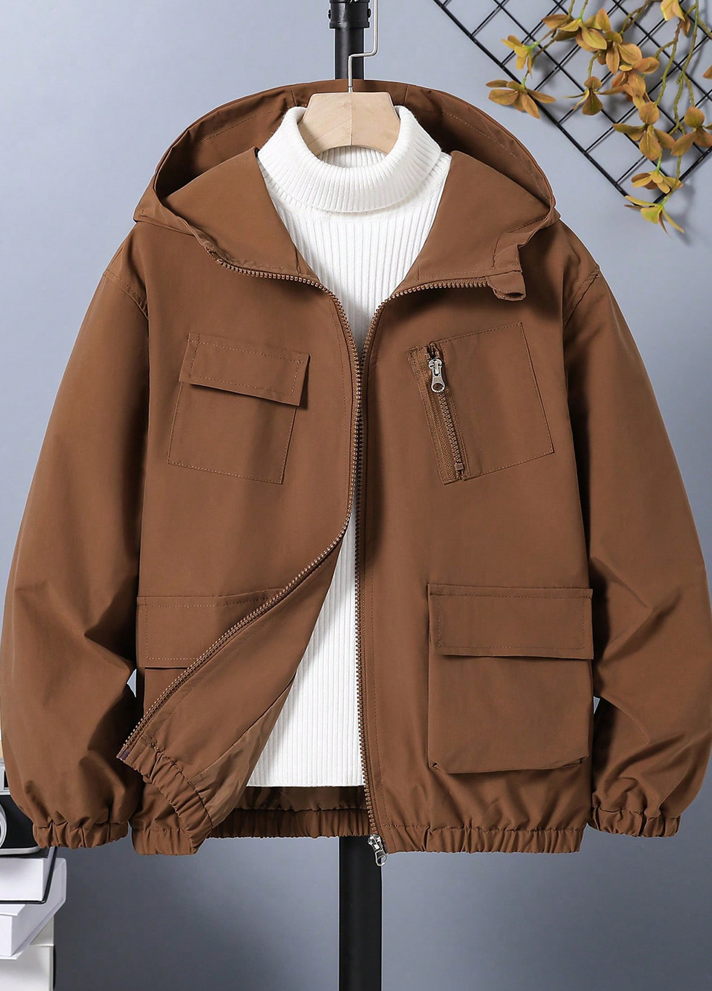 Коричневая демисезонная куртка SHEIN