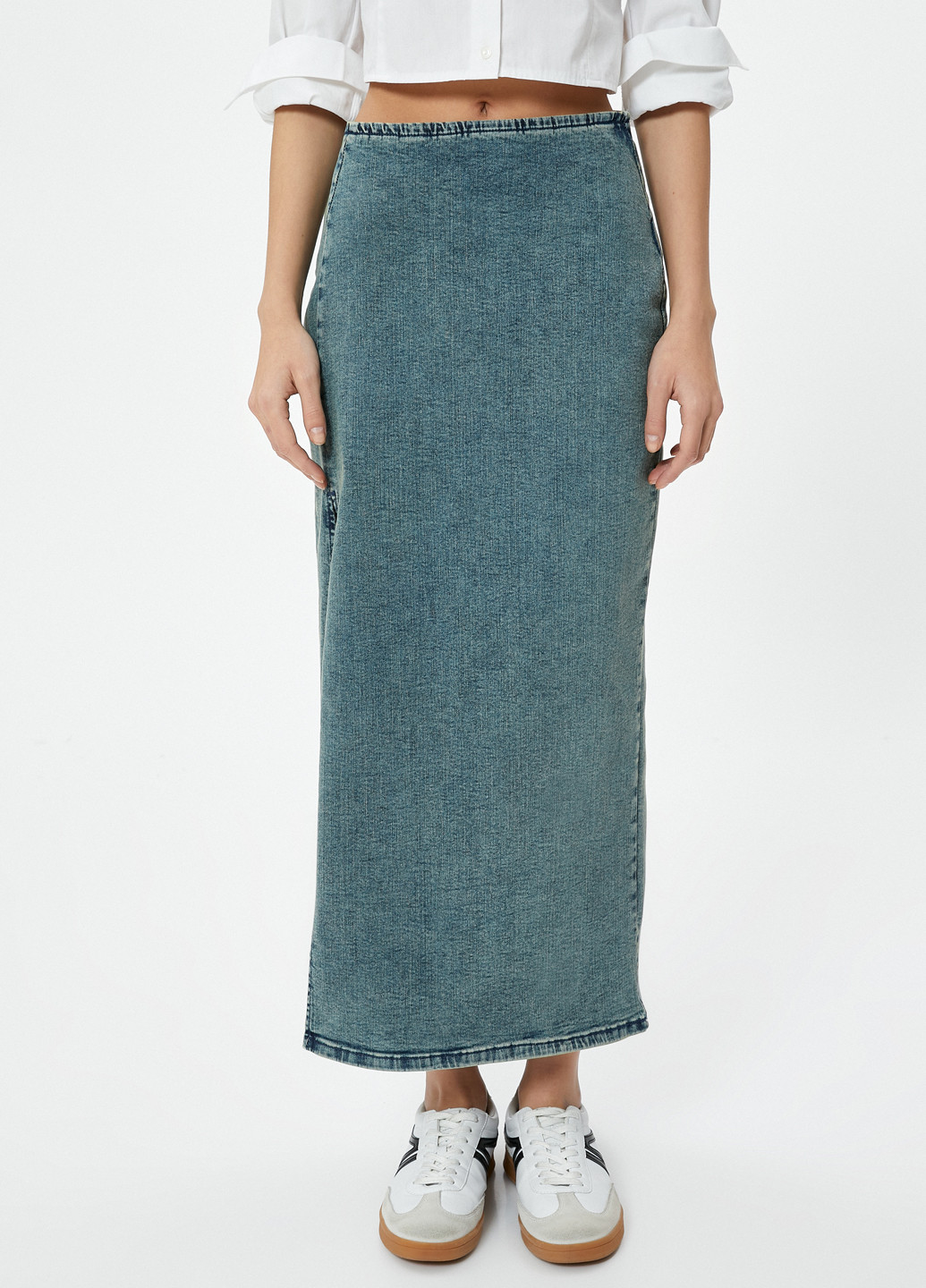 Серо-синяя кэжуал, джинсовая варенка юбка KOTON