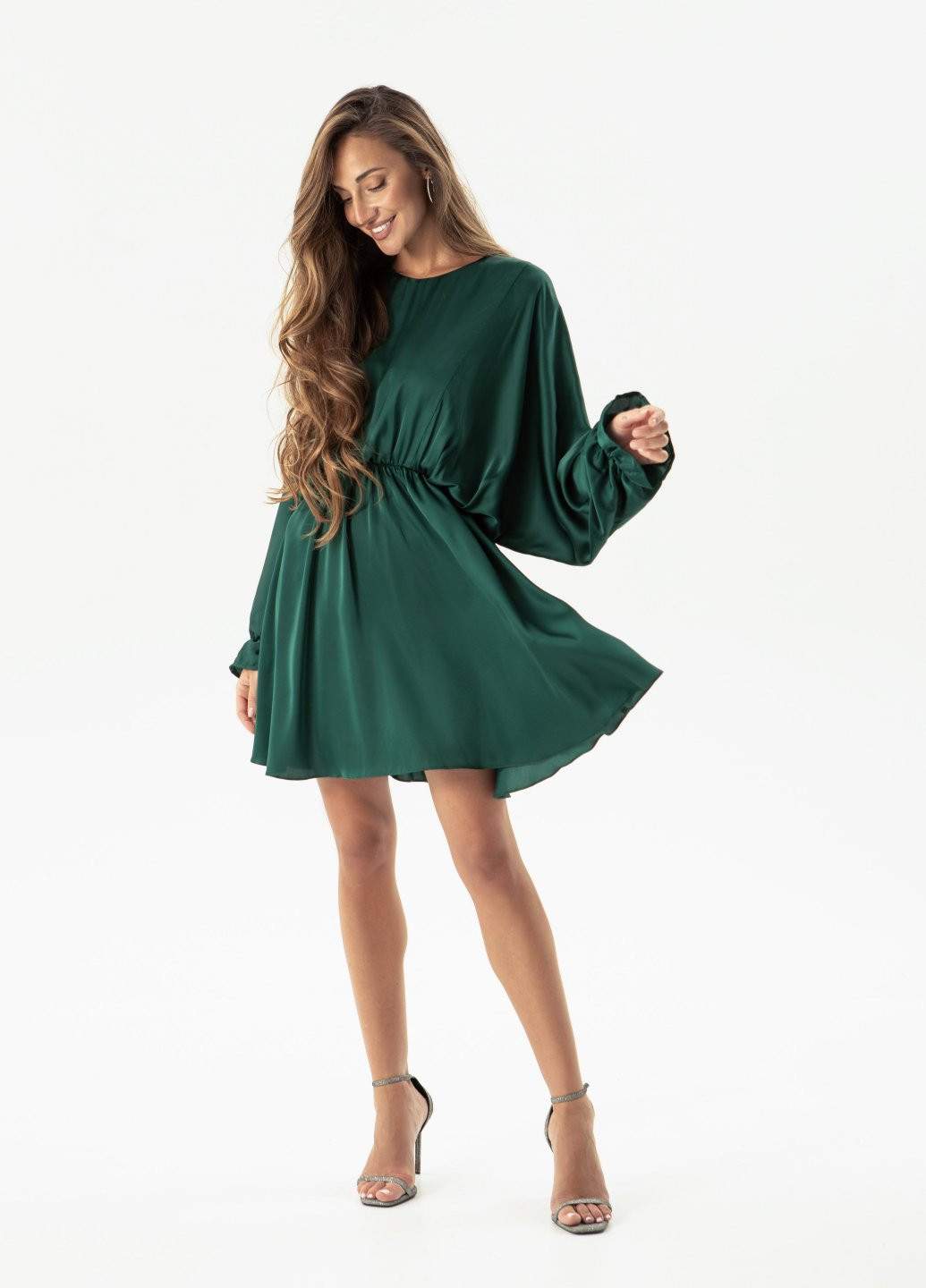 Зеленое кэжуал платье клеш Gepur однотонное