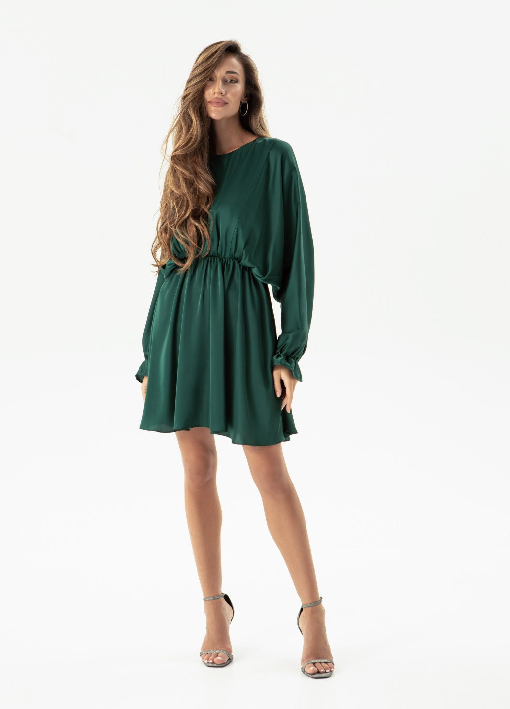 Зеленое кэжуал платье клеш Gepur однотонное