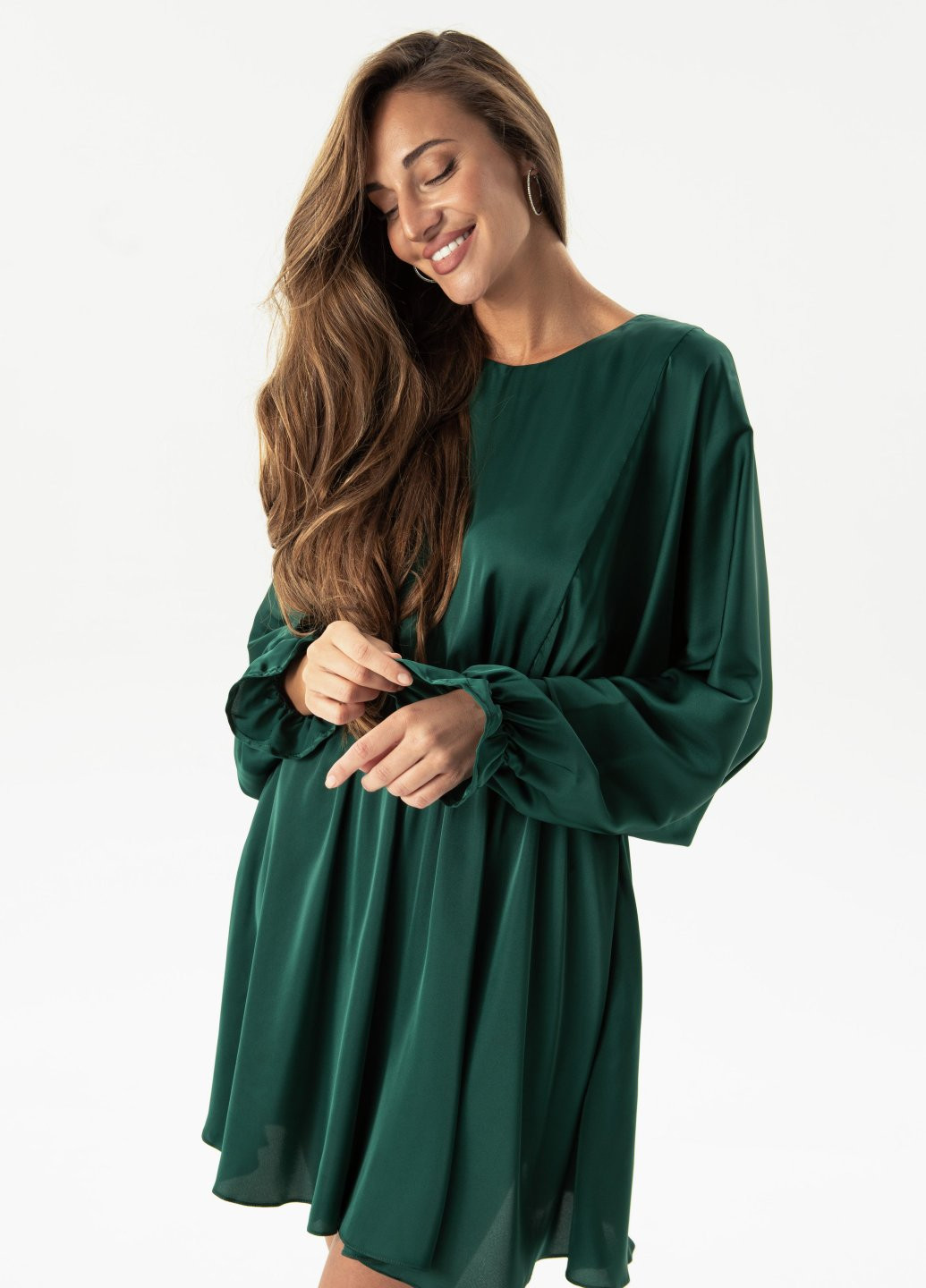 Зеленое кэжуал платье клеш Gepur однотонное