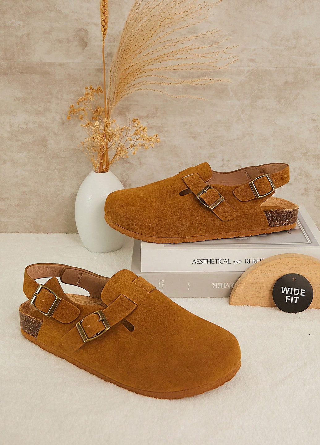 Охра туфли SHEIN без каблука с пряжкой