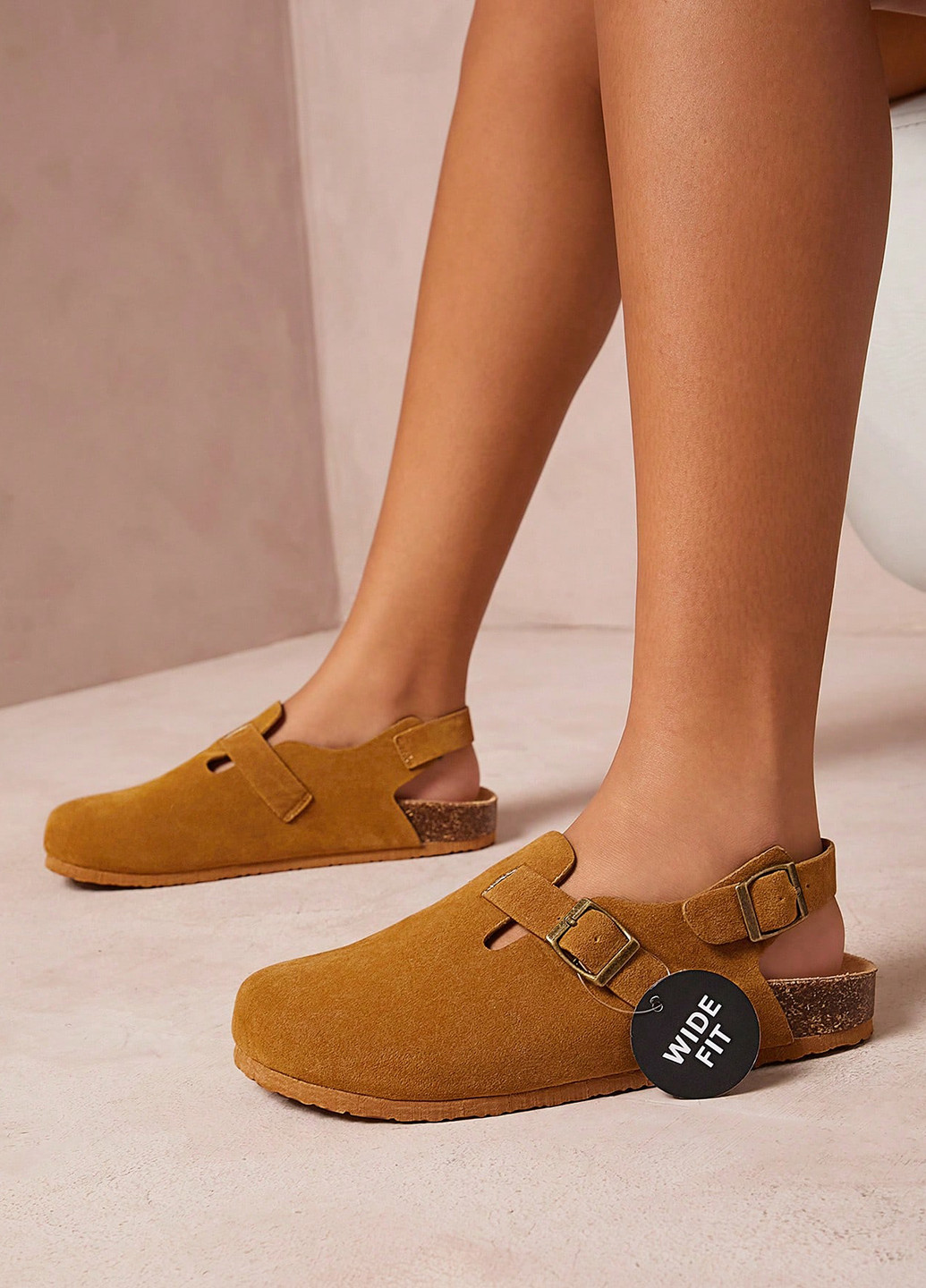 Охра туфли SHEIN без каблука с пряжкой