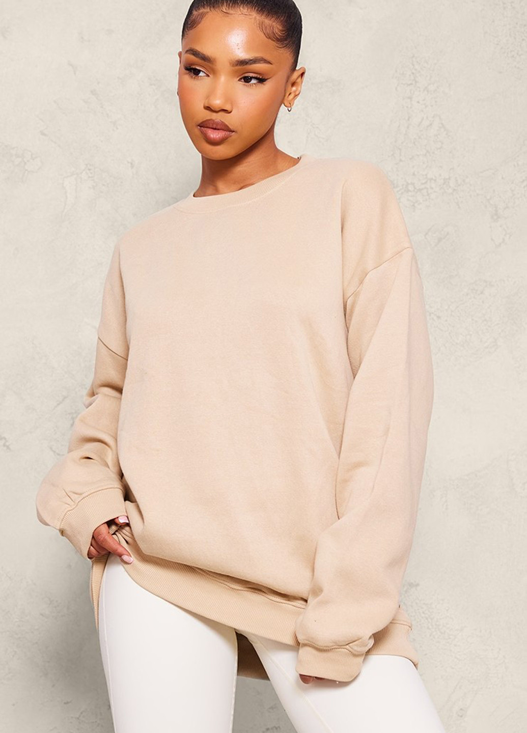 Песочный свитшот PrettyLittleThing однотонный без декора (313044930)