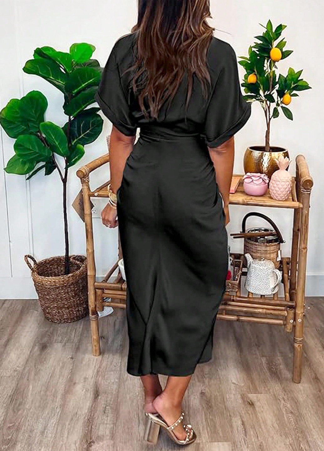 Черное праздничный, вечернее, кэжуал платье а-силуэт SHEIN однотонное