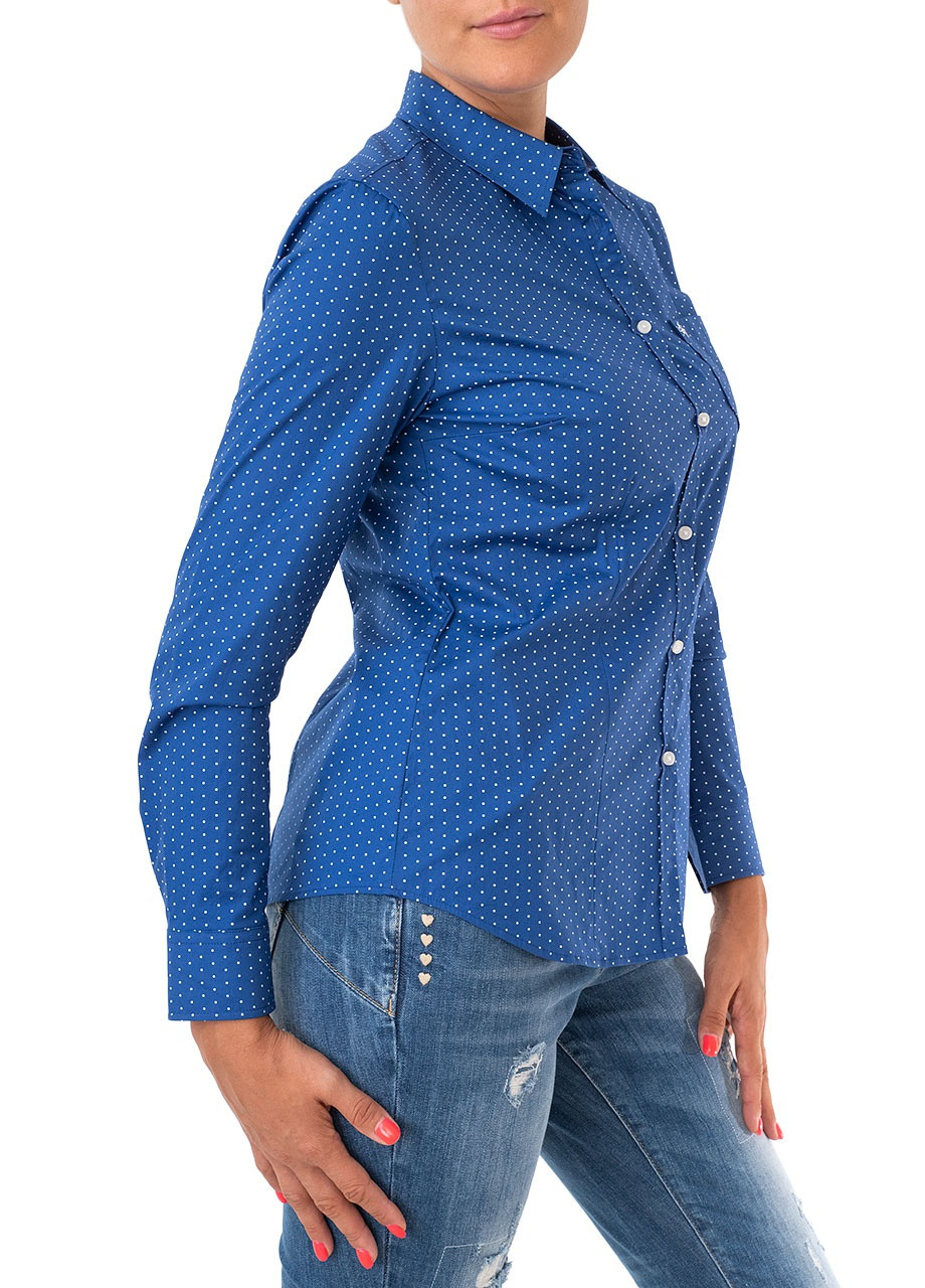 Синяя кэжуал рубашка в горошек Brax