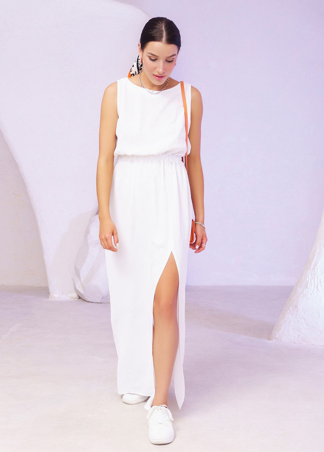Белое повседневный платье женское в греческом стиле ISSA PLUS однотонное