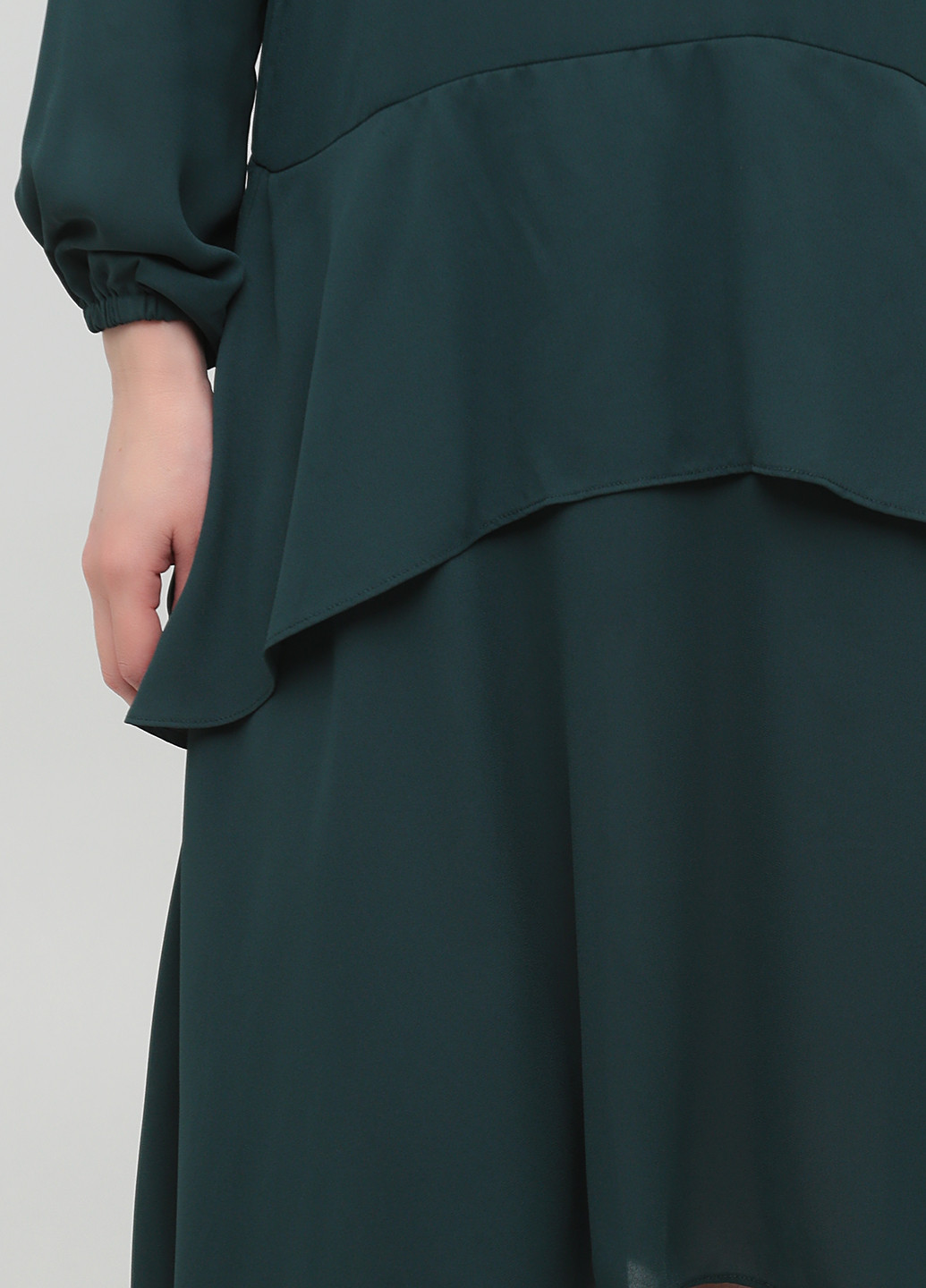 Темно-зеленое кэжуал платье с баской, а-силуэт Only однотонное