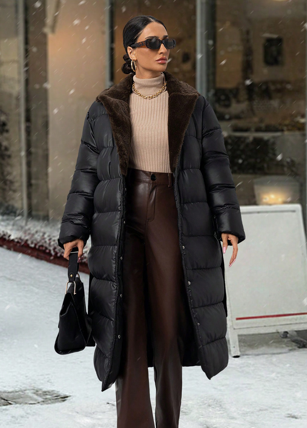 Чорна зимня куртка куртка-пальто SHEIN