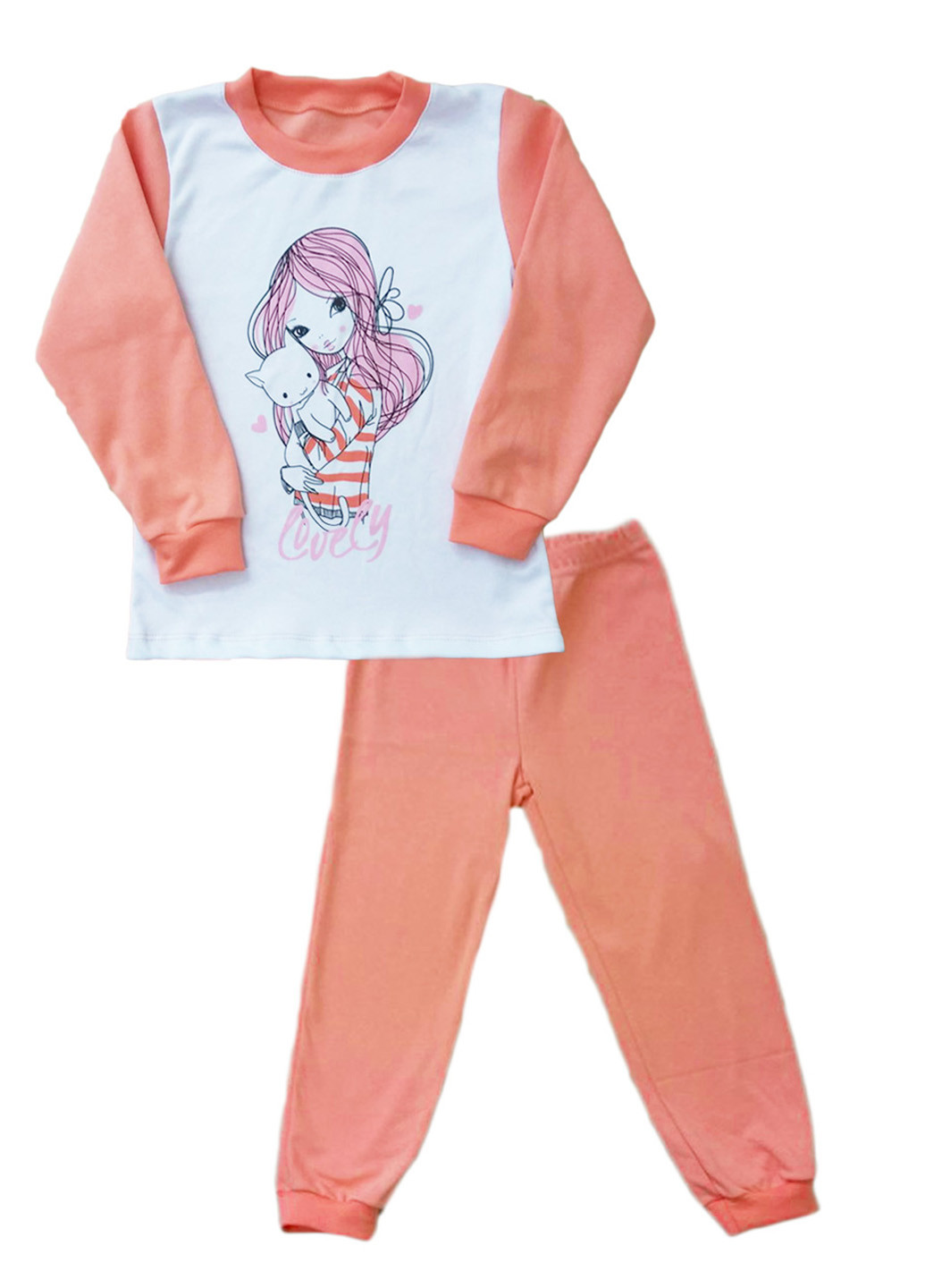 Персиковая всесезон пижама (свитшот, брюки) AV Style