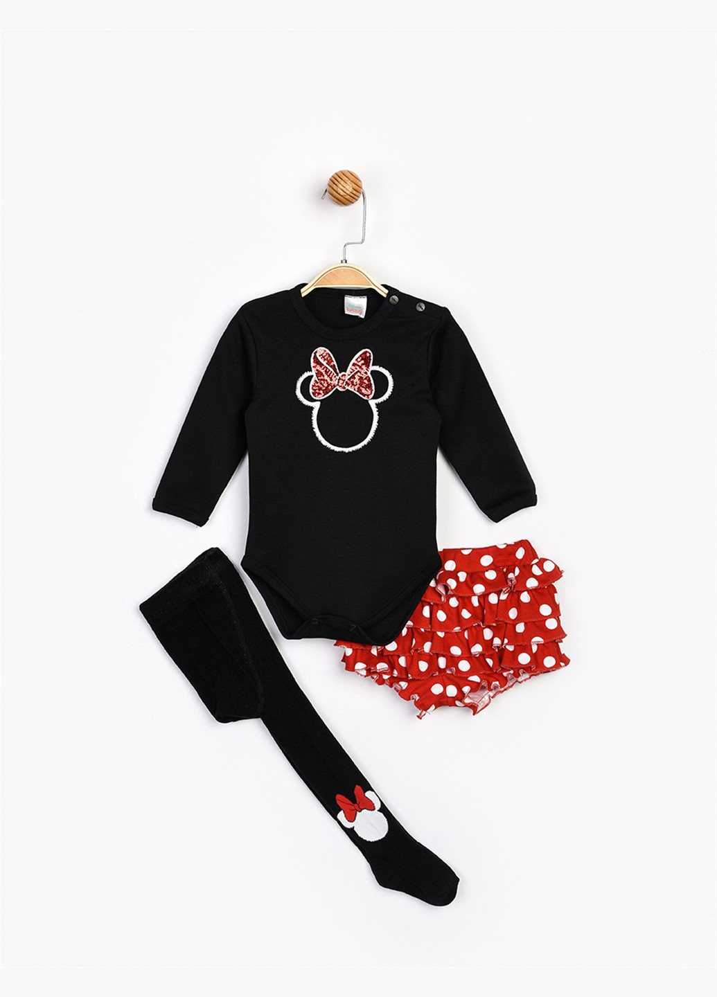 Темно-червоний демісезонний костюм (боді, шорти, колготки) Disney