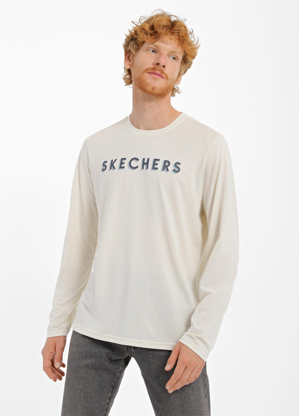 Лонгслів Skechers LT23 GYSL логотип світло-сірий кежуали, спортивні бавовна