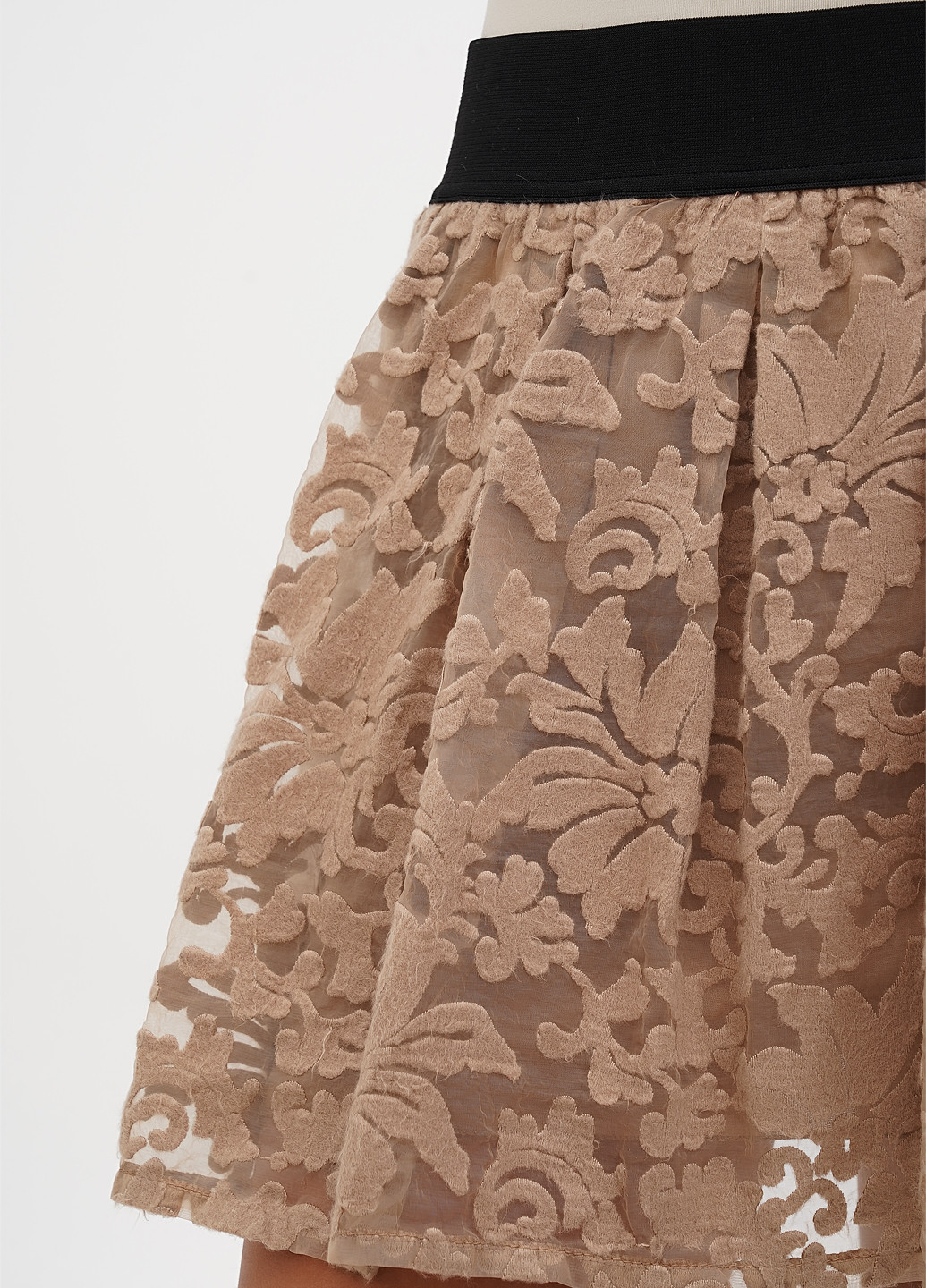 Темно-бежевая кэжуал однотонная юбка Sassofono клешированная