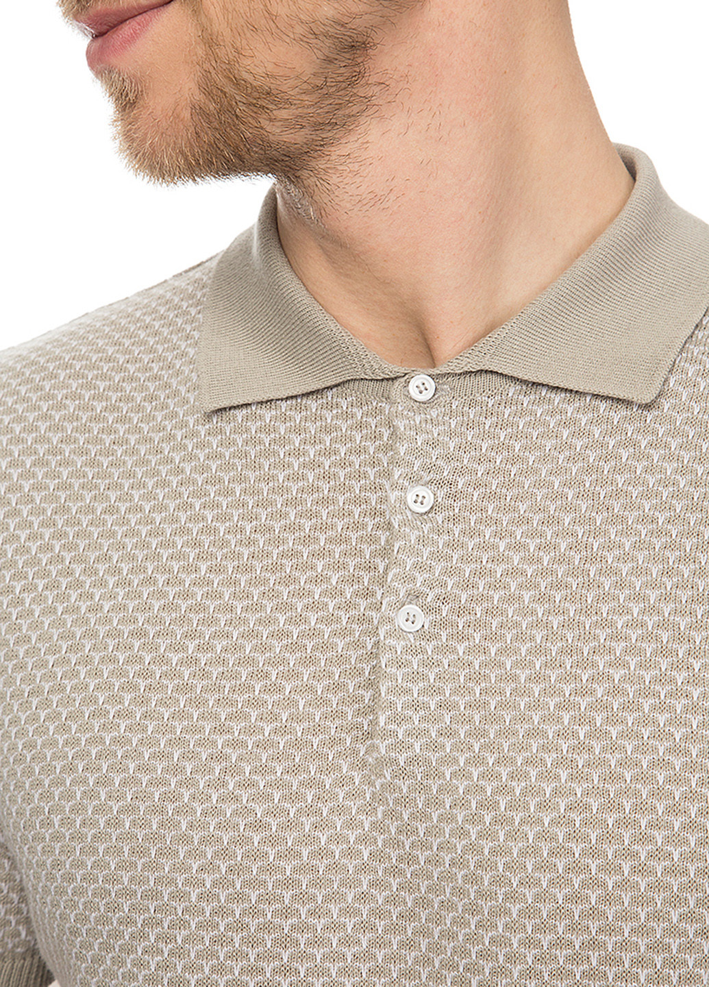 Светло-бежевая футболка-поло для мужчин VD One с геометрическим узором