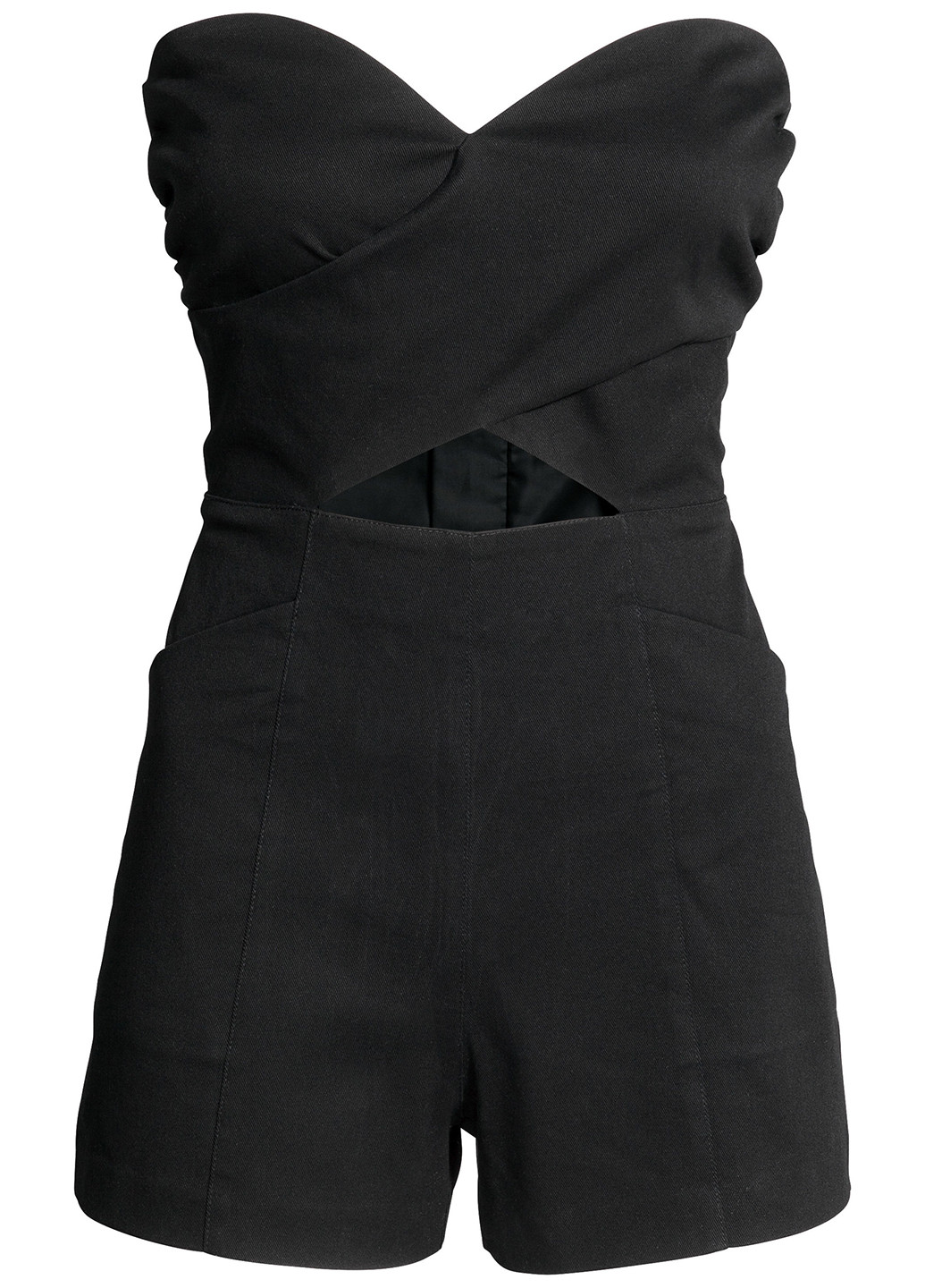 Комбинезон H&M комбинезон-шорты однотонный чёрный кэжуал