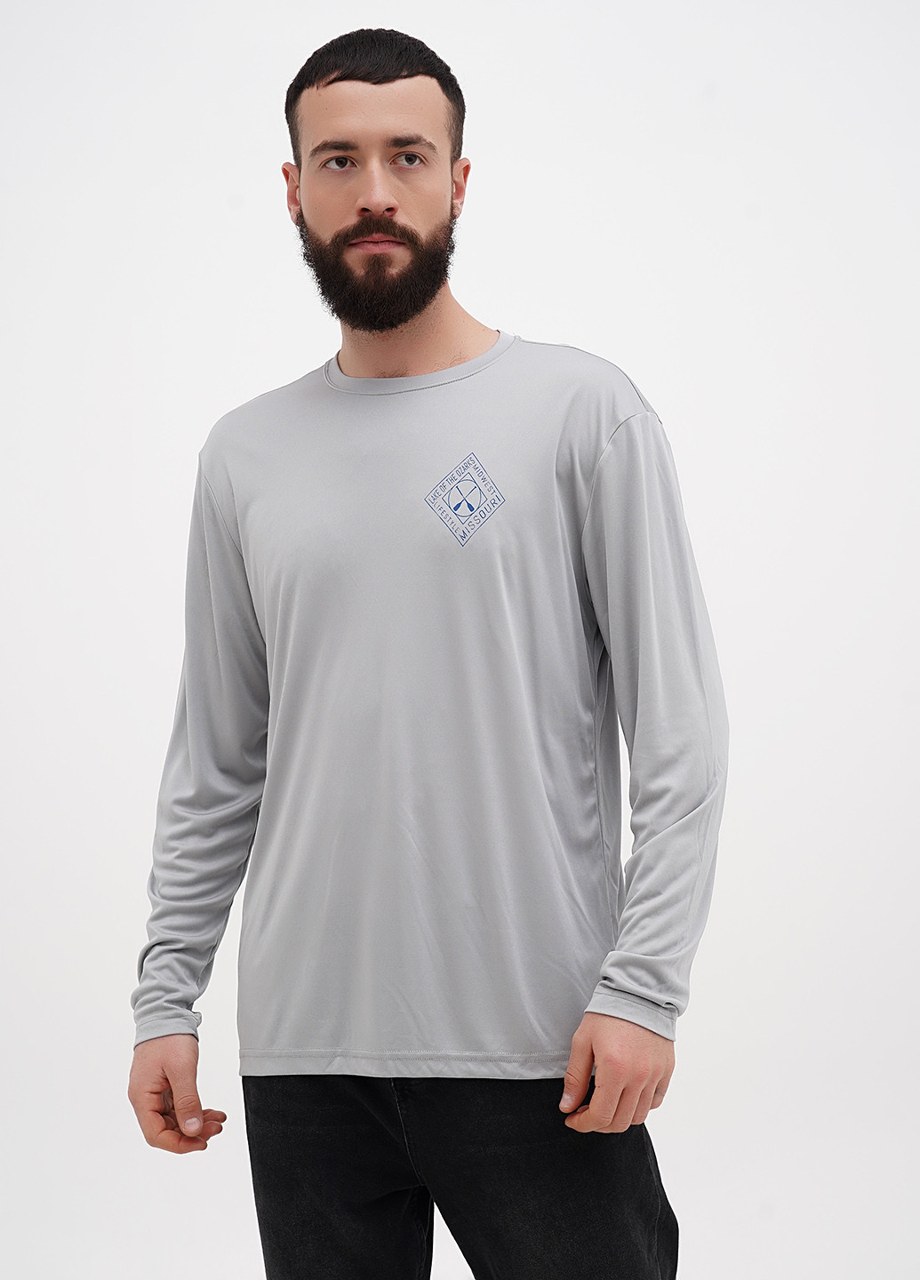 Серый демисезонный кэжуал, спортивный лонгслив Blue 84 с надписями