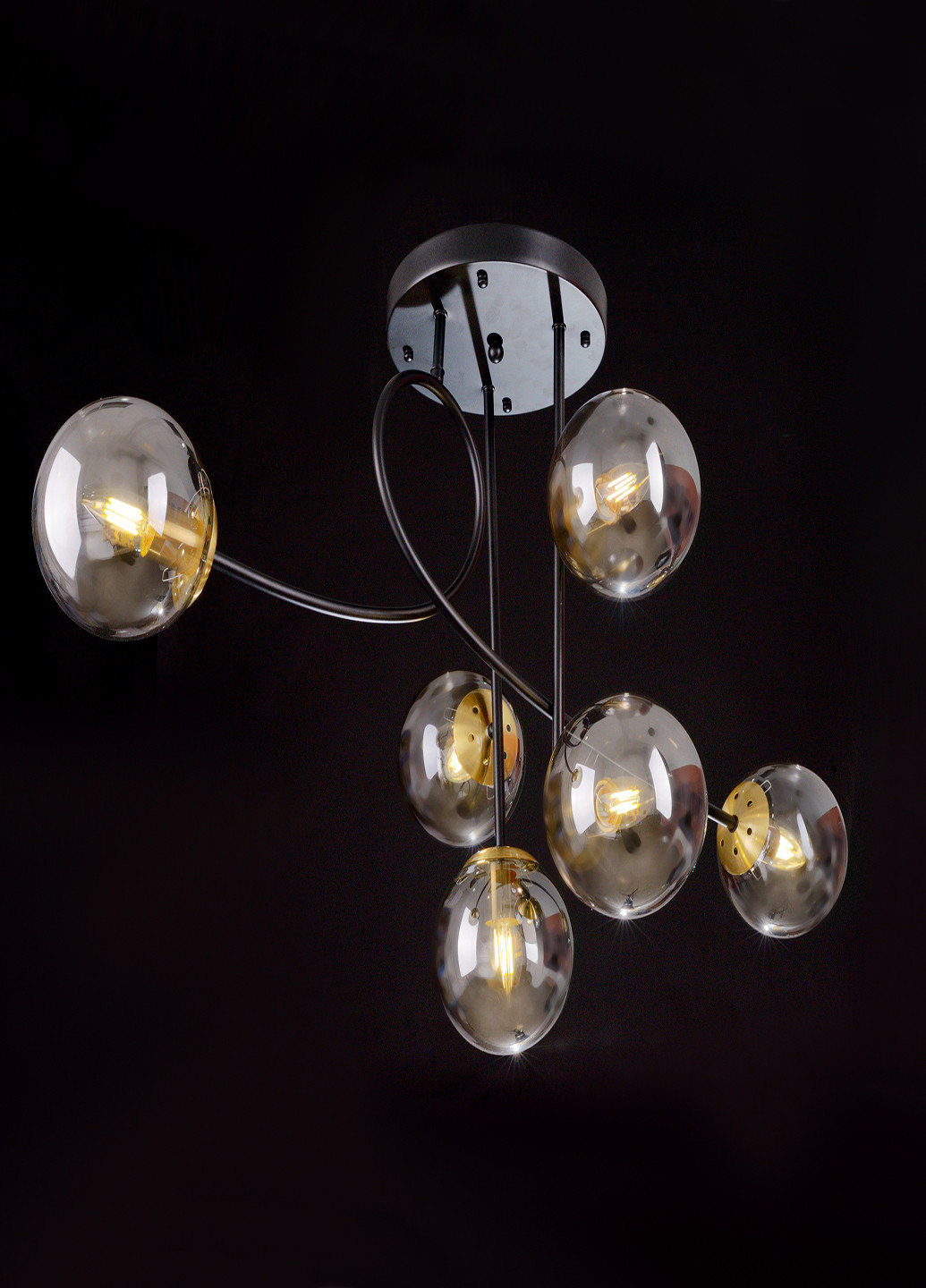 Потолочная люстра на 6 лампочек BR-01 633S/6 E27 BK/GY Brille (251891724)