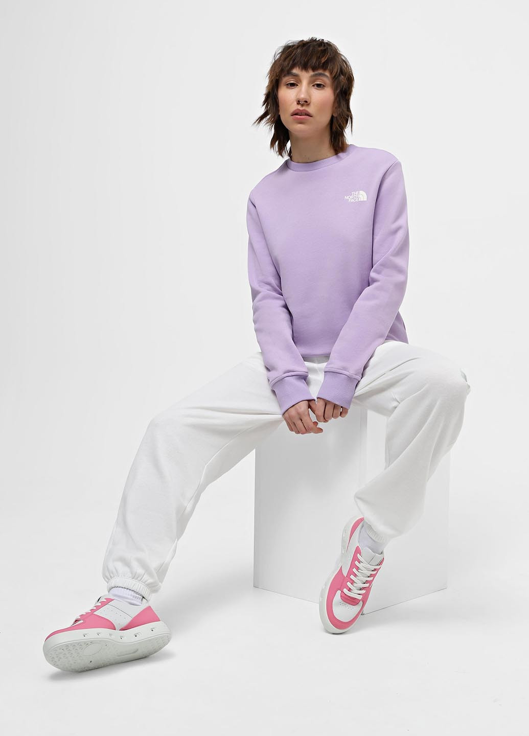 Бузковий світшот The North Face логотип без декору (330272969)